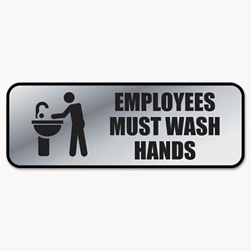 COSCO Brushed Metal Office Sign, Employees Must Wash Hands, 9 X 3, Silver freeshipping - TVN Wholesale